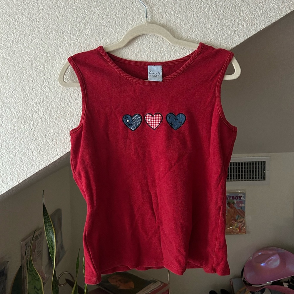 Cascade blues patchwork top! 4th of July ❤️⚪️💙 size medium! Red tank top